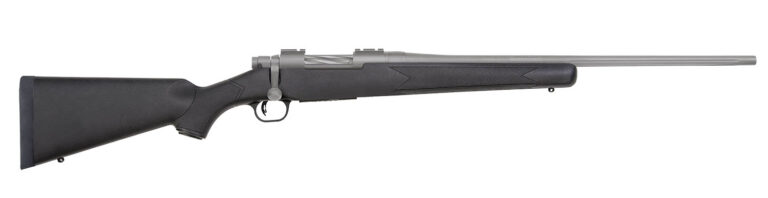Mossberg 28260 Patriot Full Size 350 Legend 4+1 22" Stainless Cerakote Fluted Threaded Barrel, Drilled & Tapped Stainless Cerakote Stainless Steel Receiver, Black Fixed Synthetic Stock