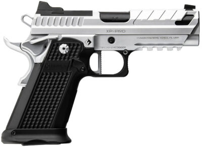 Fusion Firearms XP9C XP Pro 25ACP Black Tennifer Bull Barrel, Chrome Optic Cut/Serrated/Window Cut Aluminum Slide, Chrome Steel Frame w/Beavertail & Picatinny Rail, Interchangeable Panels Grip Legal