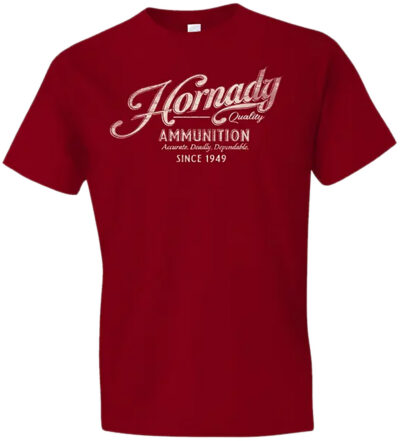 Hornady Gear 31874 Vintage Script  Red Cotton Semi-Fitted XL