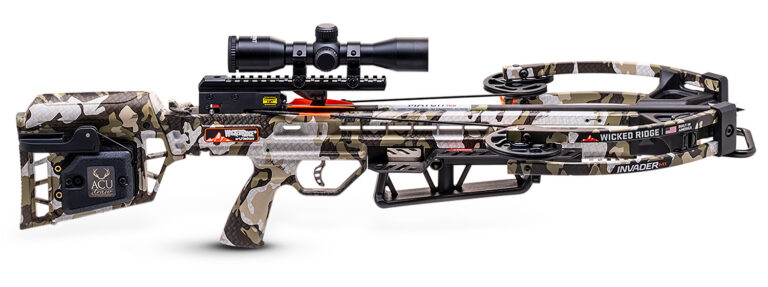Wicked Ridge Invader M1 De-Cock Crossbow Package ACUdraw Pro View 400 Scope Peak Camo