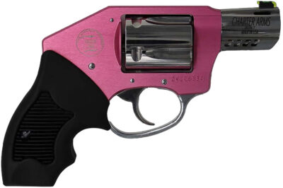 Charter Arms 53812 Off Duty Coyote 380 ACP 5rd 2″ Stainless Ported Barrel, High Polished Cylinder, Pink Aluminum Frame, Black Finger Grooved Rubber Grip, Concealed Hammer