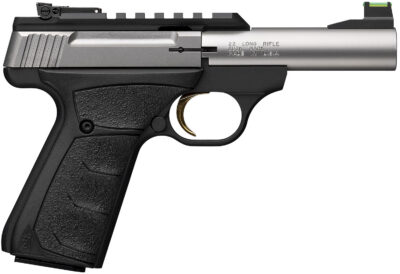 Browning 051605490 Buck Mark Plus Micro Bull 22 LR 10+1 4″ Stainless Bull Barrel, Stainless Serrated Slide w/Picatinny Rail, Matte Black Alloy Steel Frame, Black Overmolded UFX Grip