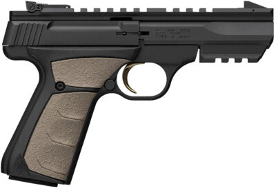 Browning 051601490 Buck Mark Black Label URX 22 LR 10+1 5.50″ Matte Blued Contoured Barrel, Matte Black Serrated Slide, Matte Black Aluminum Frame w/Picatinny Rail, FDE UFX Overmolded Grip