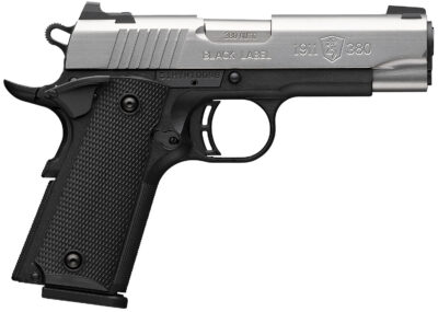 Browning 051119492 1911 Black Label Compact 380 ACP 8+1 3.63″ Stainless Steel Barrel, Satin Stainless Steel Serrated Slide, Matte Black Polymer Frame, Black Polymer Grip