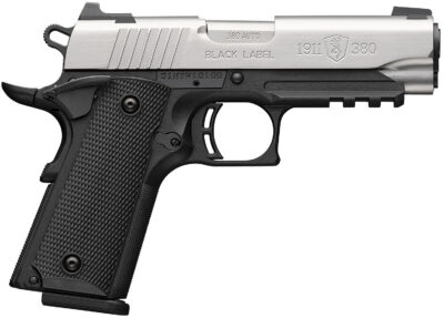 Browning 051121492 1911 Black Label Compact 380 ACP 8+1 3.63″ Stainless Steel Barrel, Satin Stainless Steel Serrated Slide, Matte Black Polymer Frame w/Picatinny Rail, Black Polymer Grip
