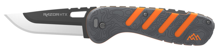 Outdoor Edge HTX30Y6C Razor HTX 3" Folding Plain 420J2 SS Blade Gray/Orange