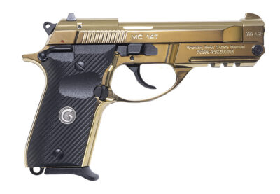 Girsan 390870 MC 14T Solution Compact Frame 380 ACP 13+1 4.50″ Gold Plated PVD Steel Tip-Up Barrel, Gold Plated Serrated Steel Slide, Gold Plated Aluminum Frame w/Picatinny Rail, Black Polymer Grip