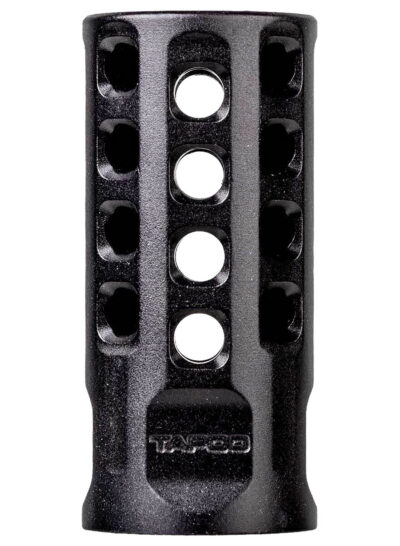 Tapco TAP22004  Muzzle Brake Black Anodized Aluminum 1/2″x28 Threads 2″ OAL .920″ Diameter 22 LR