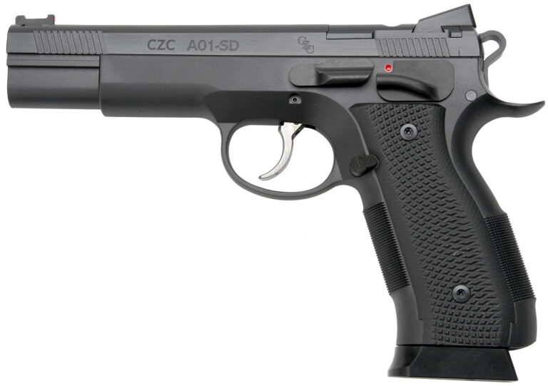 Cz Custom Shop 96333 A01-SD  9mm Luger 19+1 5" Match Grade Bull Barrel, Black Optic Cut/Serrated Steel Slide, Black Polycoat Steel Frame w/Beavertail, Black G10 Grip, Short Dustcover