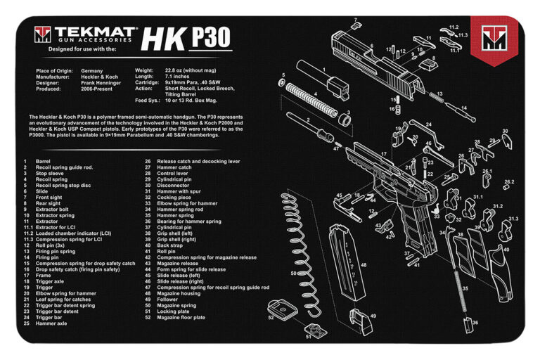 Heckler & Koch P30 TekMat Gun Cleaning Mat 11x17