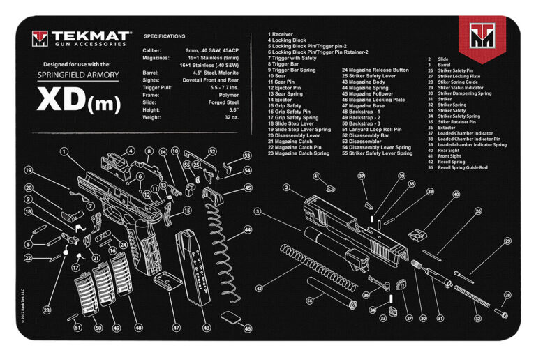BECK TEK, LLC (TEKMAT) TEKR17XDM Springfield XDM Handgun cleaning mat 11"x17"x1