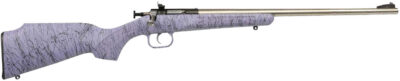 Crickett KSA2445 Gen2  Youth 22 LR 1rd 16.13″ Stainless Single Shot Barrel, Stainless Steel Receiver, Purple w/Black Webbing Fixed Synthetic Stock