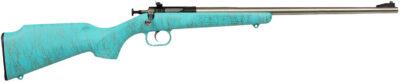 Crickett KSA2446 Gen2  Youth 22 LR 1rd 16.13″ Stainless Single Shot Barrel, Stainless Steel Receiver, Blue w/Gold Webbing Fixed Synthetic Stock
