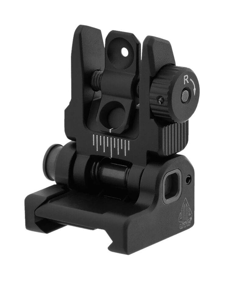 UTG ACCU-SYNC Spring-loaded AR15 Flip-up Rear Sight Black