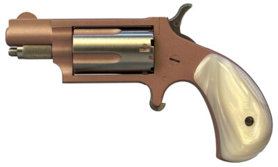 North American Arms 22MSROSE Mini-Revolver  22 WMR 5 Shot 1.13″ Rose Gold Cerakote Stainless Steel Barrel & Frame, Rose Gold/Stainless Cylinder, White Pearlite Grip, Stainless Exposed Hammer,