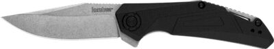 Kershaw 1370 Camshaft  EDC 3″ Folding Clip Point Plain Stonewashed 4Cr14 Blade, Black GFN Handle