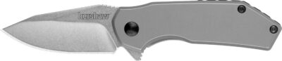 Kershaw 1375 Valve  EDC 2.25″ Folding Drop Point Plain Stonewashed 4Cr14 Blade, Bead Blasted Stainless Steel Handle