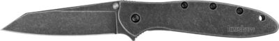 Kershaw 1660RBW Leek Random EDC 3″ Folding Reverse Tanto Plain Black Oxide Blackwash 14C28N Steel Blade, Blackwash Stainless Steel Handle