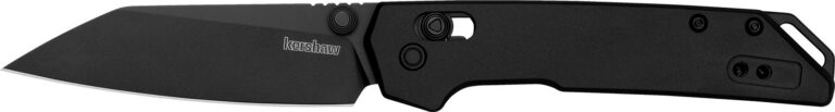 Kershaw 2051RBLK Iridium Mini 3" Folding Reverse Tanto Plain Black Oxide D2 Steel Blade, Black Anodized Aluminum Handle