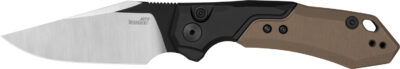 Kershaw 7851 Launch 19 Automatic 3.30″ Folding Clip Point Plain Black Satin Cerakote CPM 154 SS Blade, Black Aluminum/Brown G10 Handle