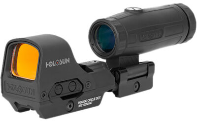 Holosun HE510C-GR/HM3X   Black 1x/3x 0.91×1.26″ 2 MOA/65 MOA 2 MOA Green Dot/65 MOA Green Circle Reticle