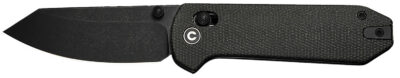 Civivi Knives C23073B-1 Yonder  2.88″ Folding Spey Point Plain Black Stonewashed 14C28N Steel Blade, Dark Green Canvas Micarta Handle