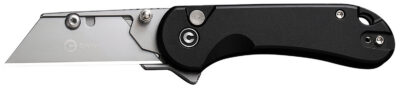 CIVIVI Knives Elementum Utility Button Lock Flipper Knife 2.26″ 6Cr Replaceable Utility Blade, Black Aluminum Handles, Reversible Clip – C23039B-1