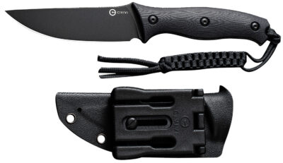 Civivi Knives C23041-1 Stormridge  3.92″ Fixed Straight Back Plain Black Stonewashed Nitro-V Steel Blade, Black Textured G10 Handle