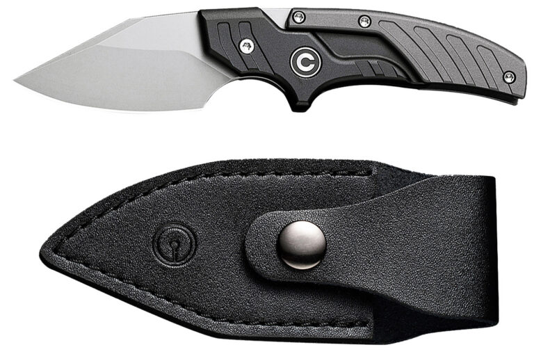 Civivi Knives C21036-3 Typhoeus 2.27" Adjustable Fixed Stonewashed Plain 14C28N Steel Blade, 3.98" Black/Gray Textured Aluminum Handle