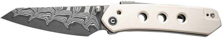 CIVIVI Knives Snecx Vision FG Superlock Folding Knife 3.54" Damascus Reverse Tanto Blade, Ivory G10 Handles - C22036-DS1
