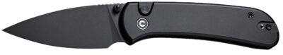 CIVIVI Knives Qubit Folding Knife 2.98″ 14C28N Black Stonewashed Drop Point Blade, Black Aluminum Handles, Button Lock – C22030E-1