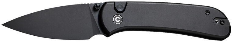 CIVIVI Knives Qubit Folding Knife 2.98" 14C28N Black Stonewashed Drop Point Blade, Black Aluminum Handles, Button Lock - C22030E-1