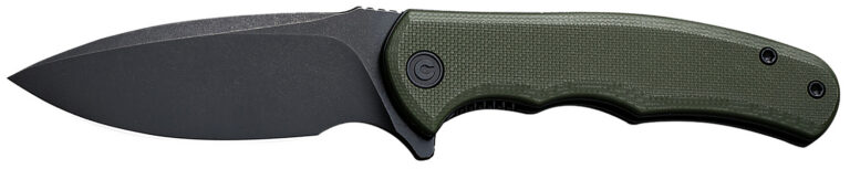 CIVIVI Knives Mini Praxis Flipper Knife 2.98" D2 Black Stonewashed Drop Point Blade, Green G10 Handles - C18026C-1