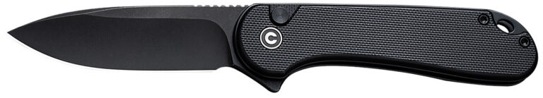 CIVIVI Knives Button Lock Elementum II Flipper Knife 2.96" Nitro-V Black Stonewashed Drop Point Blade, Black G10 Handles - C18062P-1