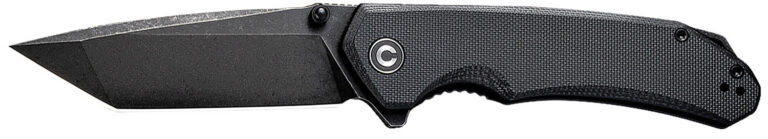CIVIVI Knives C2023C Brazen Flipper Knife 3.46" D2 Black Stonewashed Tanto Blade, Black G10 Handles, Liner Lock