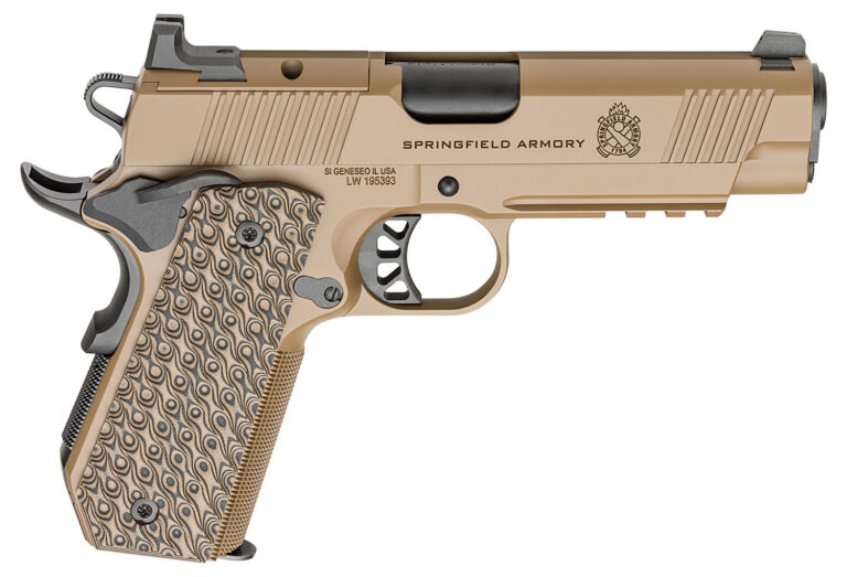 SPRINGFIELD ARMORY 1911 TRP AOS PISTOL .45 ACP 4.25IN BARREL COYOTE WITH CARRY CUT AND LIGHT RAIL 3X7RD PC9124LRCB-CCAOS