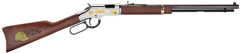 HENRY REPEATING ARMS AMERICAN CONSTRUCTION TRIBUTE EDITION .22 S/L/LR 20IN OCTAGONAL BARREL BEAD FRONT SIGHT ADJUSTABLE SEMI BUCKHORN REAR NICKEL PLATED RECIEVER WITH 24K GOLD PLATED HIGHLIGHTS 16RD
