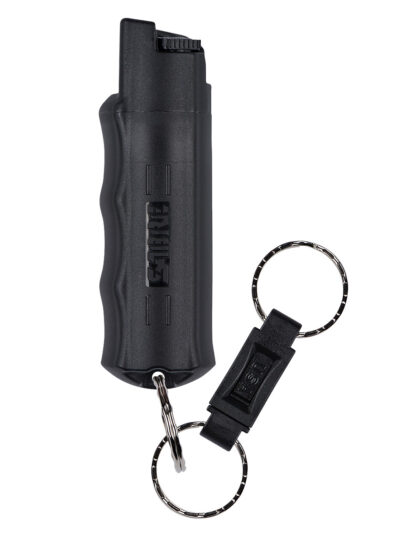 Sabre 3-in-1 Key Chain Pepper Spray Black Hardcase with Quick Release Key Ring