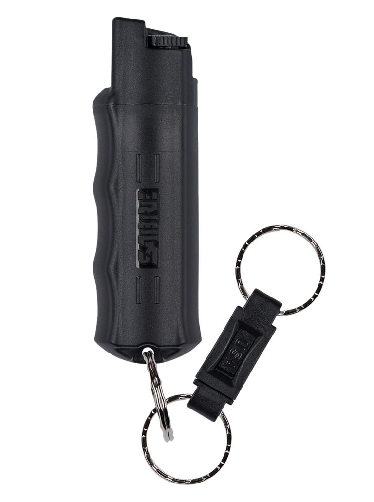 Sabre 3-in-1 Key Chain Pepper Spray Black Hardcase with Quick Release Key Ring