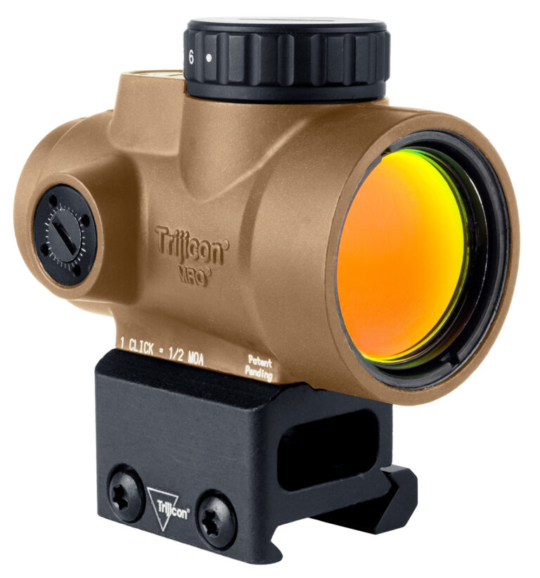 Trijicon 2200327 MRO SD Coyote Tan 1x25mm 2 MOA Red Dot Reticle Full Co-Witness Mount