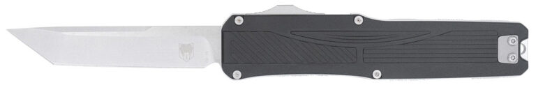 CobraTec Knives CTLGDBLKTNS Legend EDC 3.13" OTF Plain Stonewashed VG-10 SS Blade, 4.75" Black Textured Aluminum Handle