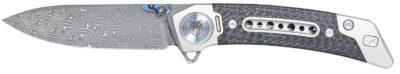 CobraTec Knives CTEMPDAMDNS Emperor  3″ Folding Drop Point Plain Damascus VG-10 SS Blade, 4.25″ Carbon Fiber/SS Titanium Handle