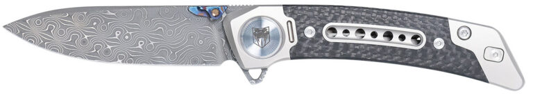 CobraTec Knives CTEMPDAMDNS Emperor  3" Folding Drop Point Plain Damascus VG-10 SS Blade, 4.25" Carbon Fiber/SS Titanium Handle
