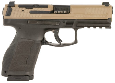 HK 81001196 VP9A1  Full Size 9mm Luger 15+1 4.53″ Barrel, Flat Dark Earth Steel Optic Ready/Serrated Slide, Brown Polymer Frame w/Picatinny Rail, Interchangeable Backstrap Grip, Ambidextrous