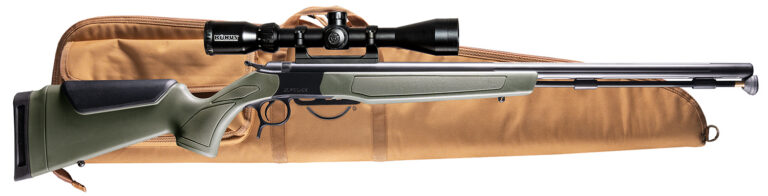CVA PR2048NSCP Optima Scope Package 50 Cal 26" Black Nitride Fluted Barrel, Drilled & Tapped Steel Receiver, Fixed OD Green Synthetic Stock, Konus 3-9x40mm BDC Stock, Rifle Case, Aerolite Bullets