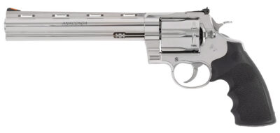 Colt Mfg ANACONDASP8RTS45C Anaconda  45 Colt (Long Colt) 6rd Shot 8″ Stainless Vent Rib Barrel, Cylinder & Frame, Black Grip