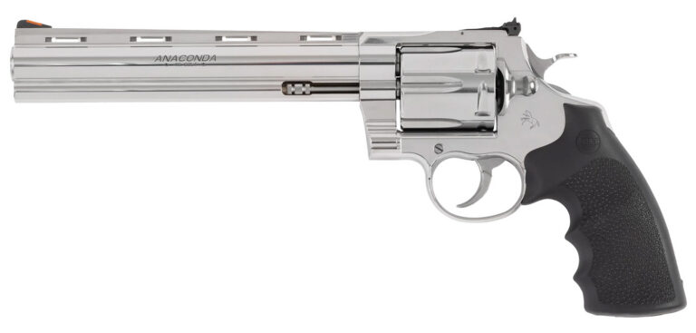 Colt Mfg ANACONDASP8RTS45C Anaconda  45 Colt (Long Colt) 6rd Shot 8" Stainless Vent Rib Barrel, Cylinder & Frame, Black Grip