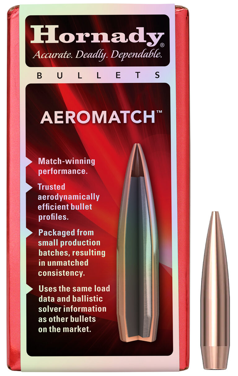 AEROMATCH 22 CAL (0.224”) HOLLOW POINT BOAT TAIL RIFLE BULLETS AEROMATCH 22 CALIBER (0.224'') 77GR HOLLOW POINT BT 100/BOX