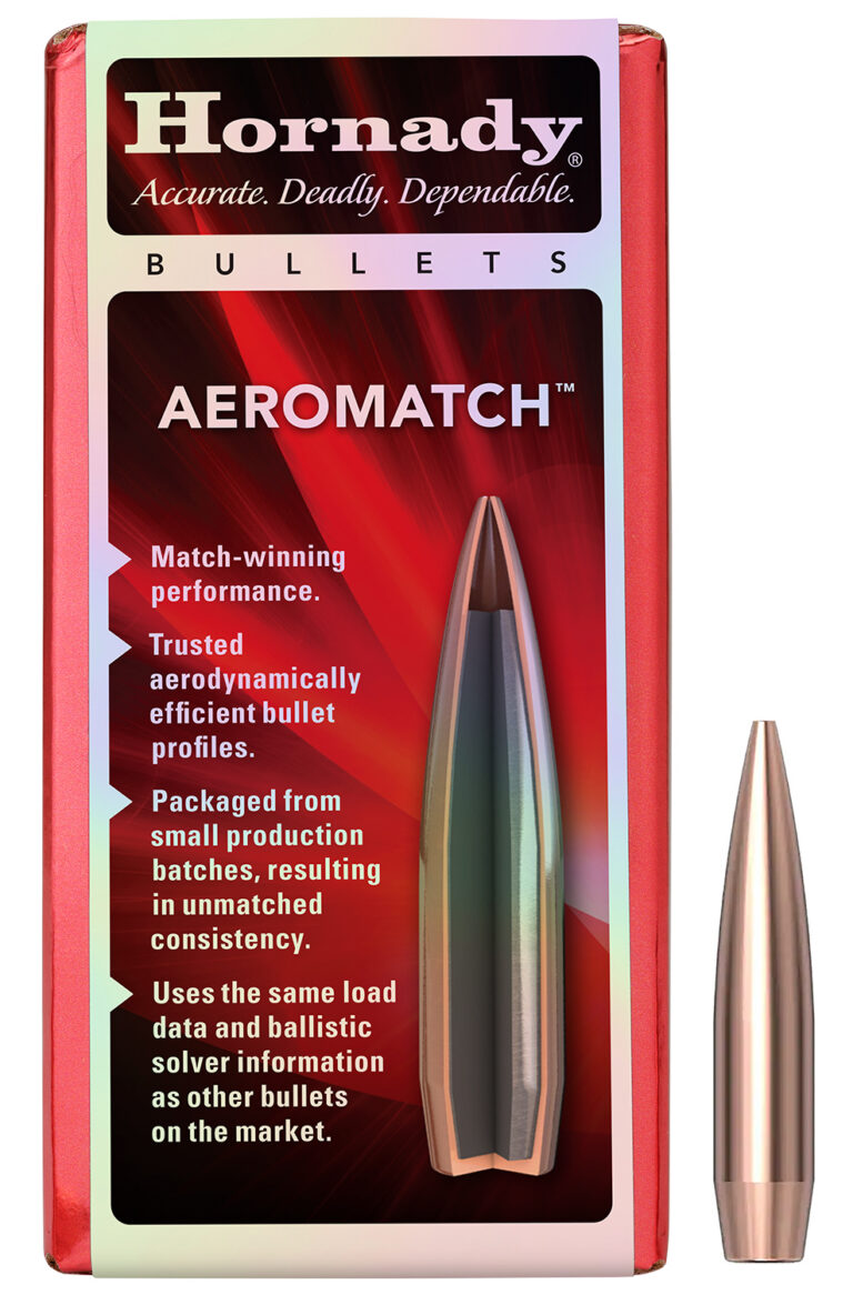 AEROMATCH 30 CAL (0.308”) HOLLOW POINT BOAT TAIL RIFLE BULLETS AEROMATCH 30 CALIBER (0.308'') 175GR HOLLOW POINT BT 100/BOX