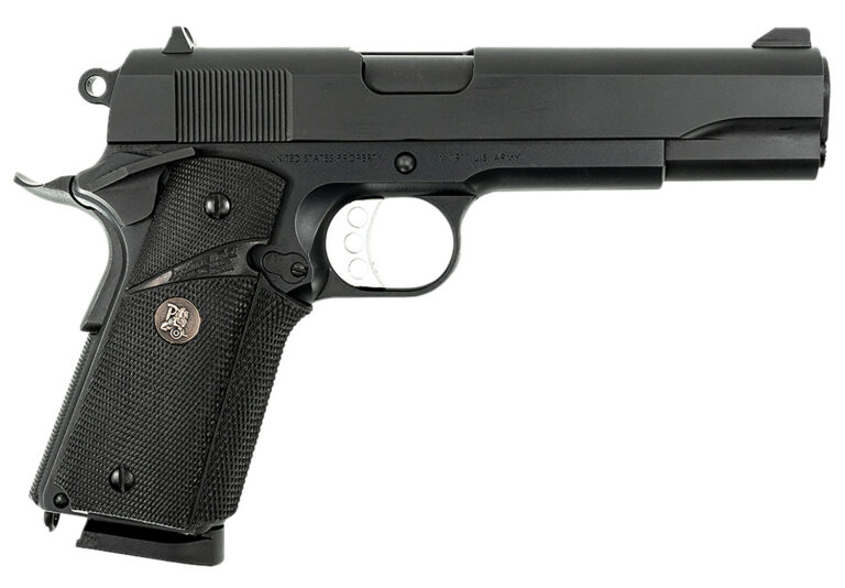 MAC 10100575 1911 Meusoc Full Size Frame 45 ACP 8+1 5" Black Target Crown Barrel, QPQ Tenifer Cerakote Steel Serrated Slide, QPQ Tenifer Cerakote Steel Frame w/Beavertail, Black Pachmayr Grip